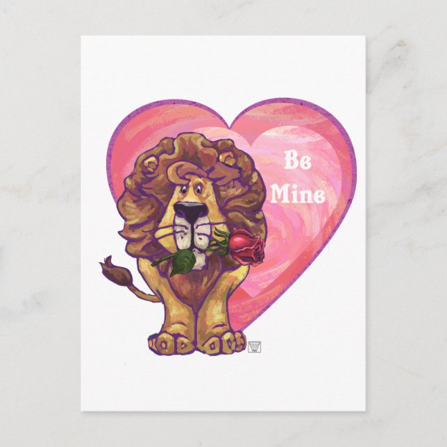 Lion Valentine's Day Holiday Postcard (Front)