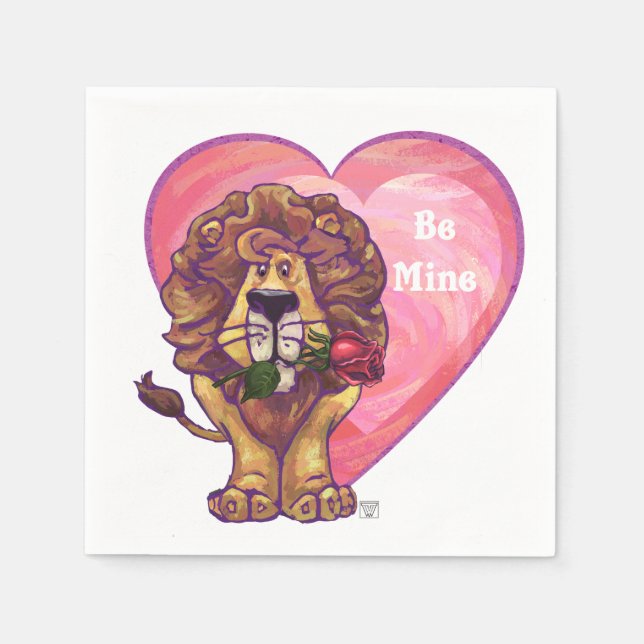 Lion Valentine's Day Napkins (Front)