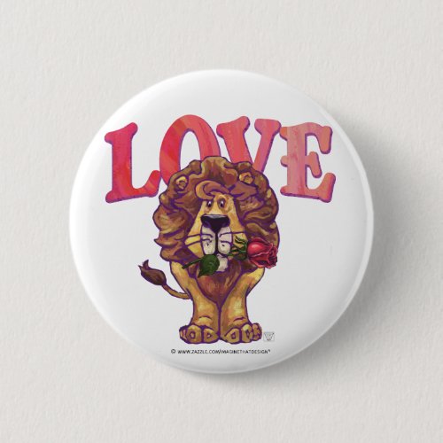 Lion Valentines Day Pinback Button