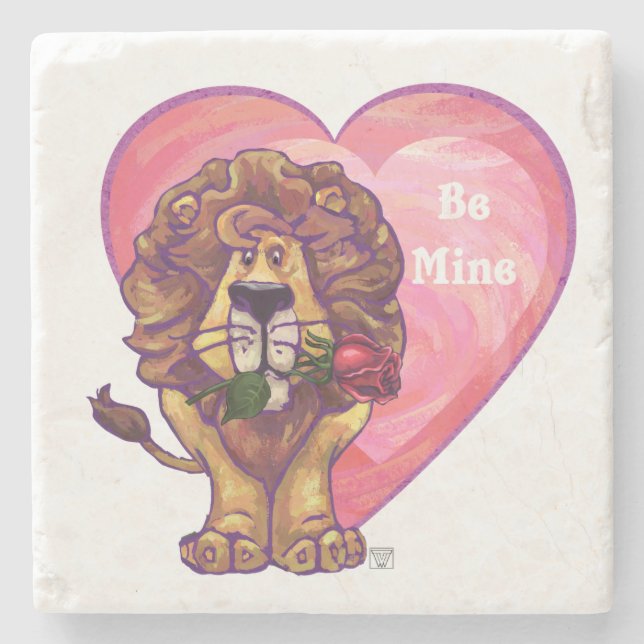 Lion Valentine's Day Stone Coaster (Front)