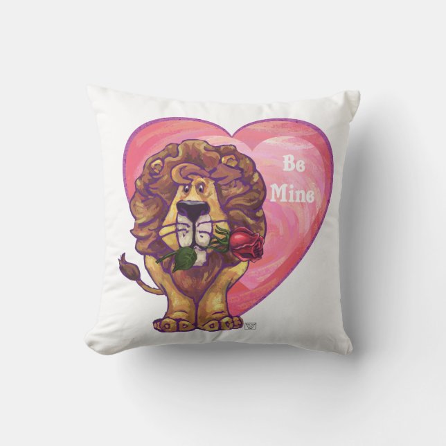Lion Valentine's Day Throw Pillow (Front)
