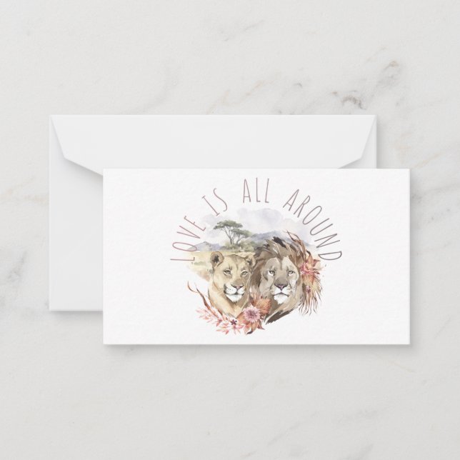 Lion Valentine's Day Valentine Note Card (Front)