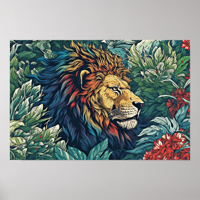 Lion Wall Poster, Art Illustration  Poster (Front)