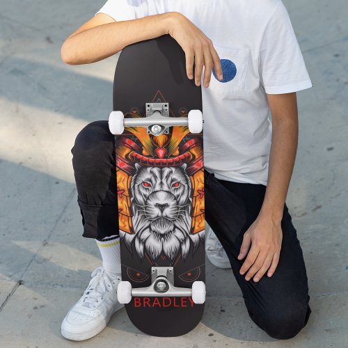 Lion Warrior Custom Personalized Name Skateboard