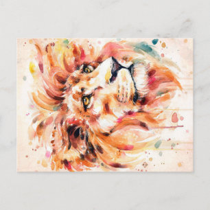 Lion Water Lion Art Wonderful Gift Announcement Postcard
