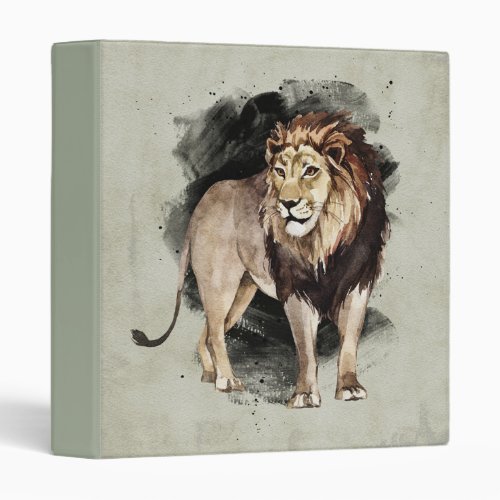 Lion Watercolor Animal Art Savanna Africa Painting 3 Ring Binder