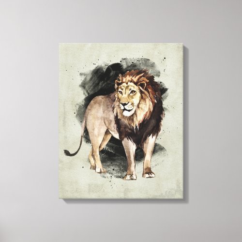 Lion Watercolor Animal Art Savanna Africa Painting Canvas Print