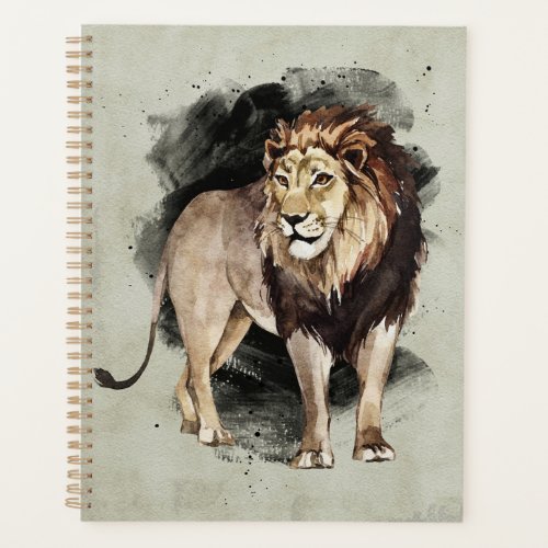 Lion Watercolor Animal Art Savanna Africa Painting Planner