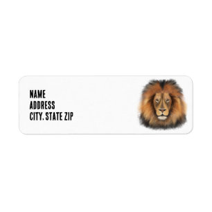 lion watercolor Leo king safari animal jungle cat  Label