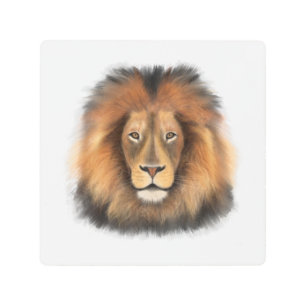 lion watercolor Leo king safari animal jungle cat  Metal Print
