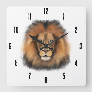 lion watercolor Leo king safari animal jungle cat  Square Wall Clock