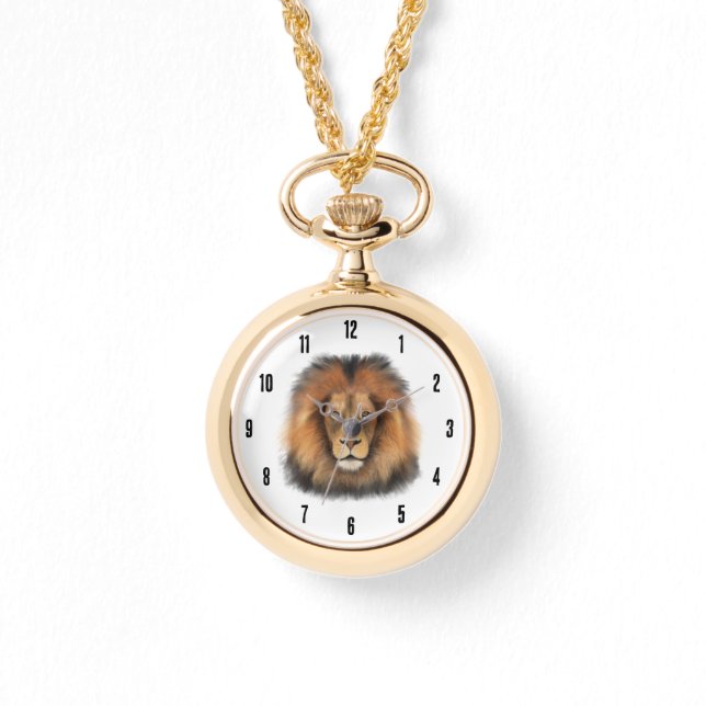 lion watercolor Leo king safari animal jungle cat  Watch (Front)
