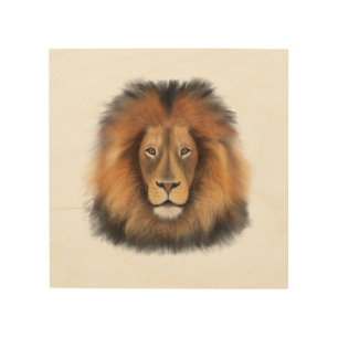 lion watercolor Leo king safari animal jungle cat Wood Wall Art