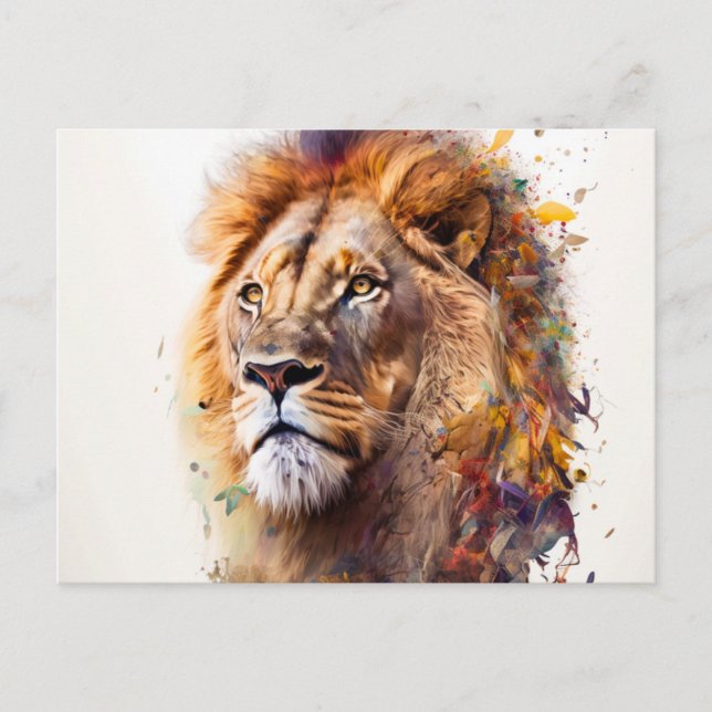 Lion Watercolor Postcard (Front)