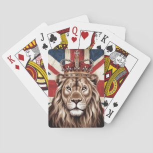 Lion Wearing a Crown British Flag Poker Cards