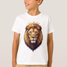 "Lion wearing a golden crown Kids T-shirt