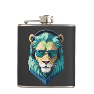 Lion Wearing Hoodie Funny Cool Animal Character  Flask
