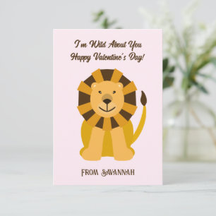 Lion Wild About You Valentine's Day Kids Note Card