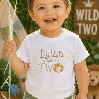 Lion Wild and Two 2nd Birthday Baby Boy T-Shirt