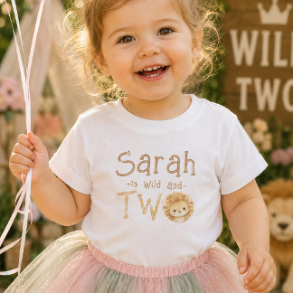 Lion Wild and Two 2nd Birthday Baby Girl T-Shirt