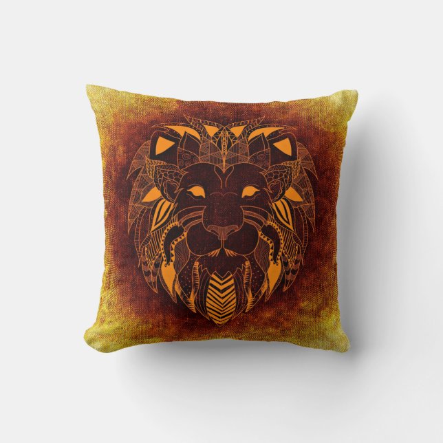 Lion wild animal abstract throw pillow (Front)