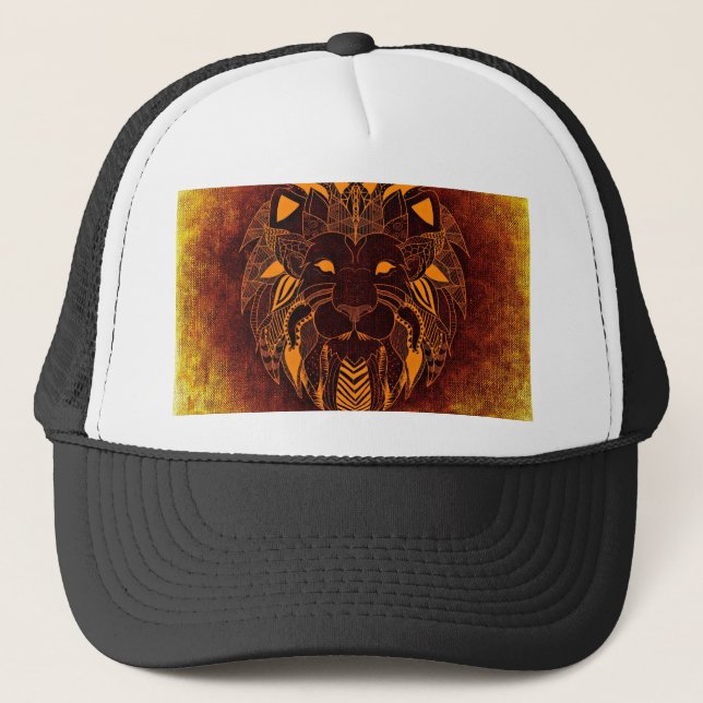 Lion wild animal abstract trucker hat (Front)