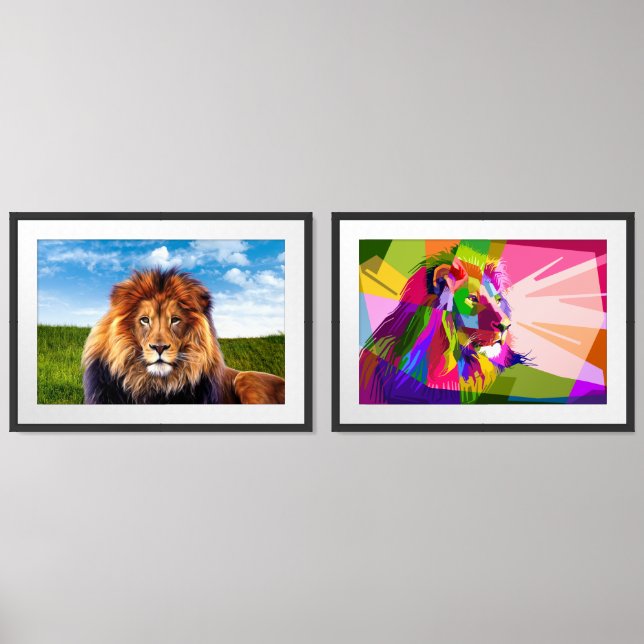 Lion Wild Animal Design-62501-15475 Wall Art Sets (Front)