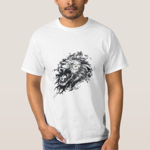 Lion Wild Animal Nature Illustration Art Tattoo T_Shirt