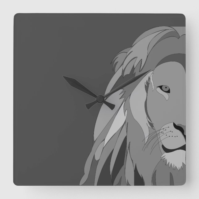 Lion Wild Animal  Square Wall Clock (Front)
