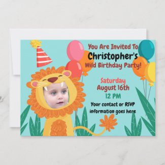 Lion Wild Birthday Party Invitation