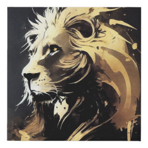 Lion Wild Nature Free Spirit Art Brush Painting Faux Canvas Print