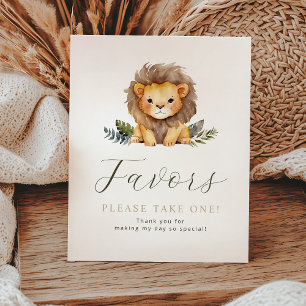 Lion Wild One Birthday Favors Sign