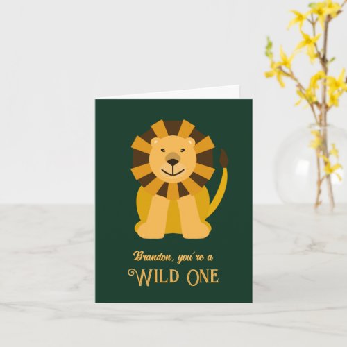 Lion Wild One First Birthday Card for Baby