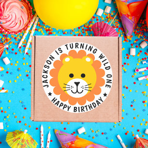 Lion Wild One Jungle Safari Animal Kids Birthday Classic Round Sticker