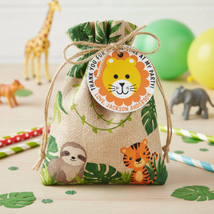 Lion Wild One Jungle Safari Animal Kids Birthday Favor Tags