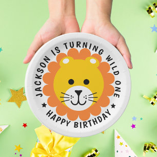 Lion Wild One Jungle Safari Animal Kids Birthday Paper Plates