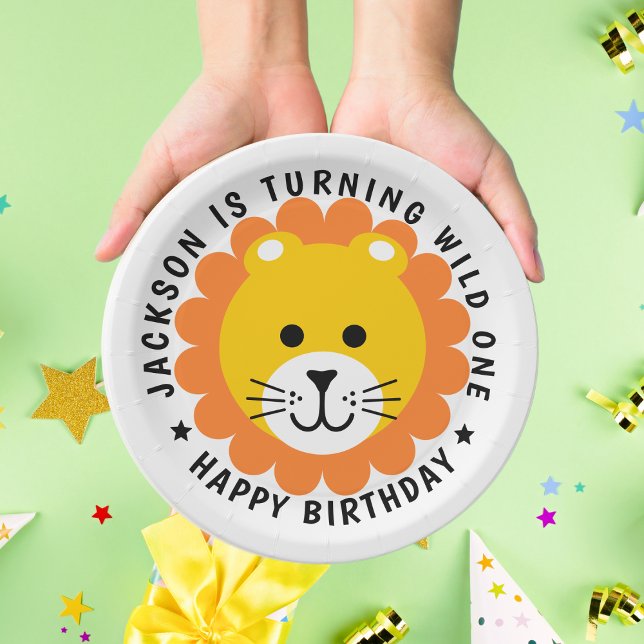 Lion Wild One Jungle Safari Animal Kids Birthday  Paper Plates (Creator Uploaded)