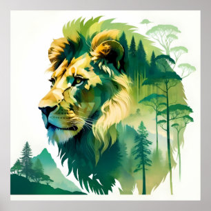 Lion Wildlife Animal Nature Environment Jungle Art Poster