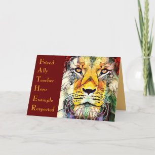 Lion Wildlife Art Father Acronym Fathers Day Card