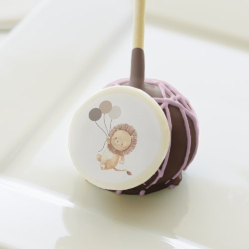 Lion with 3 Brown Balloons for Baby Shower Cake Pops