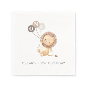 Lion with 3 Brown Balloons Napkins