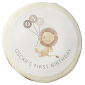 Lion with 3 Brown Balloons Sugar Cookie (Front)