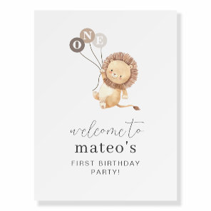 Lion with 3 Brown Balloons Welcome Sign