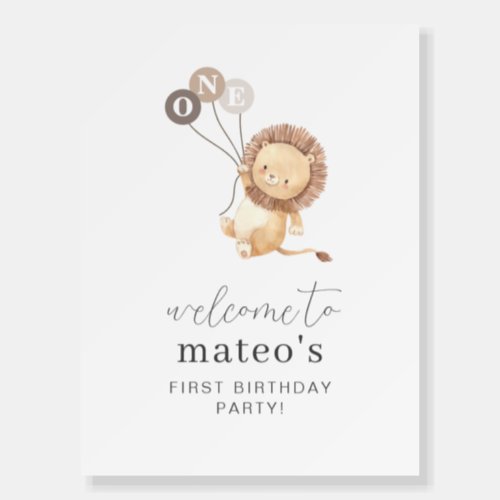 Lion with 3 Brown Balloons Welcome Sign