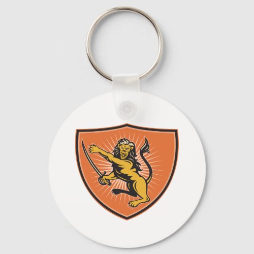 Lion With A Sword Keychain
