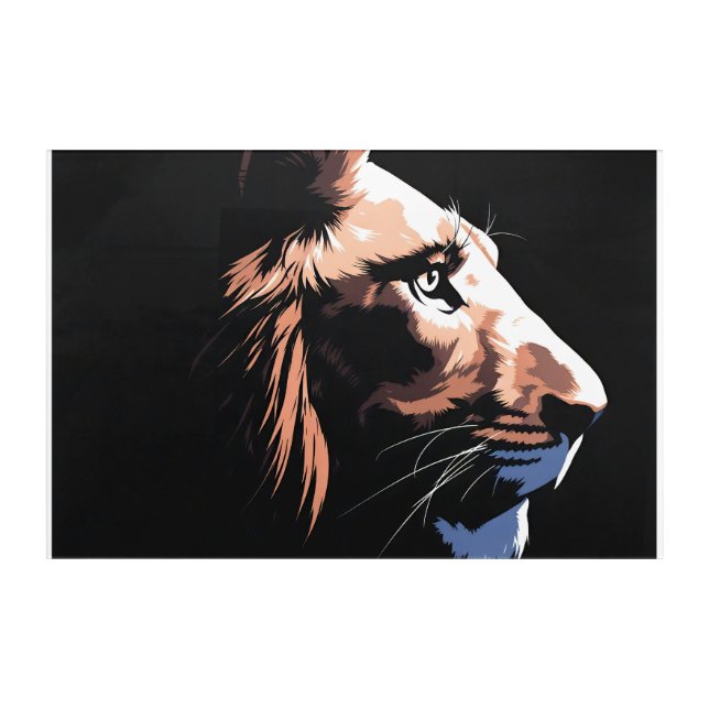 Lion with Black Background | HD Acrylic Print (Front)