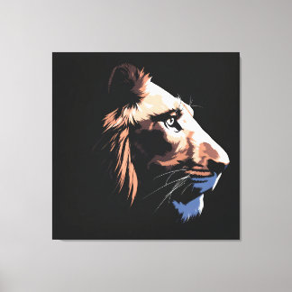 Lion with Black Background | HD Canvas Print