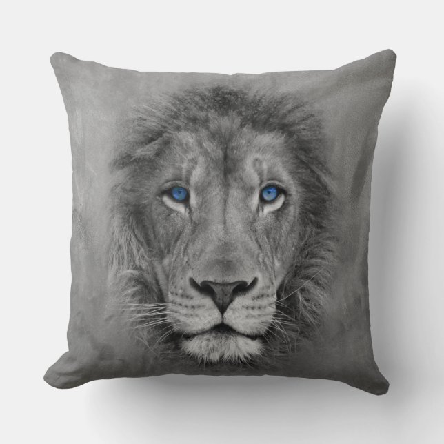 Lion with blue eyes Unique Design Pillow (Front)