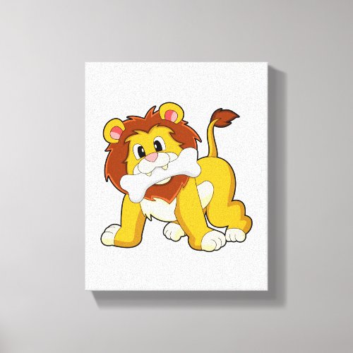 Lion with Bone Canvas Print