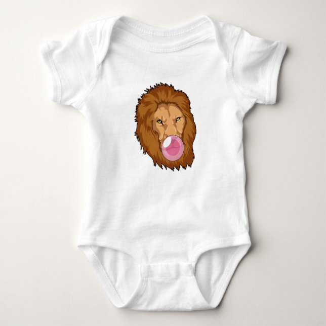 Lion with Bubble gum Baby Bodysuit (Front)